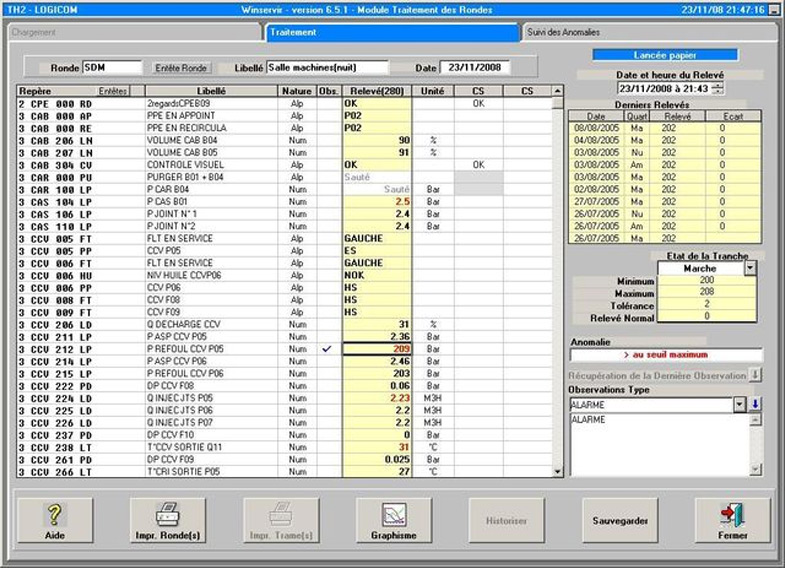 Return of round, downloading and control of values
